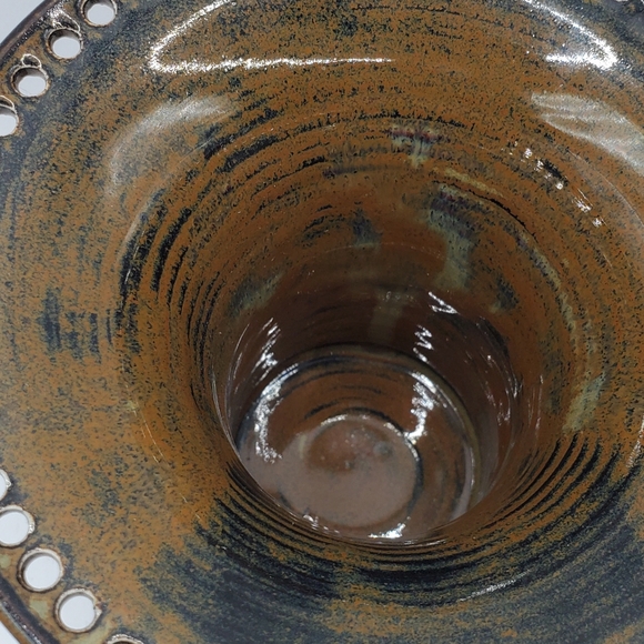 Burb Land Pottery Trumpet Vase Earring Holder Jewelry Organizer Signed 4" H Deco - Picture 5 of 15